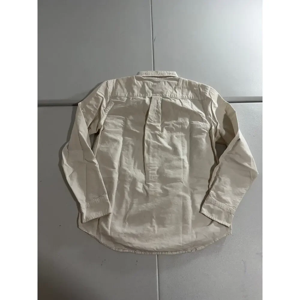 Polo Ralph Lauren Boys Oxford Button Down Shirt Sz L 14-16 Cream Pony Logo